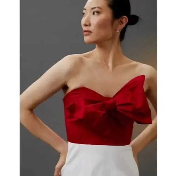 Anthropologie Hutch SZ 10 Red Bow-Tie Maxi Dress Gown Holiday Cocktail Party - Picture 4 of 8